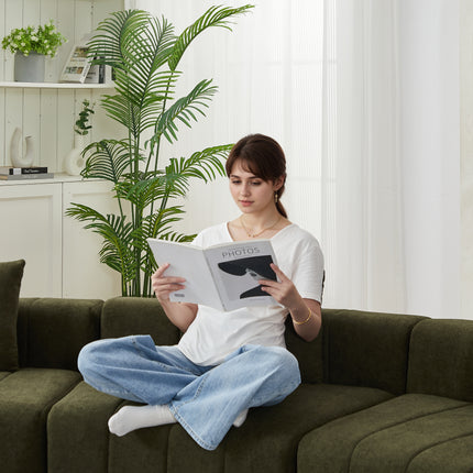 Chenille Curved Sectional Sofa With 4 Pillows,Curved Symmetrical Modular Semi Circular Sofa Sectional For Bedroom, Living Room, Office For Leisure Or Nap, Reading Room, And Lobby