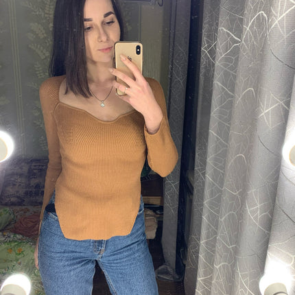 Women's Off-neck Pullover Long Sleeve Top Bottoming Sweater