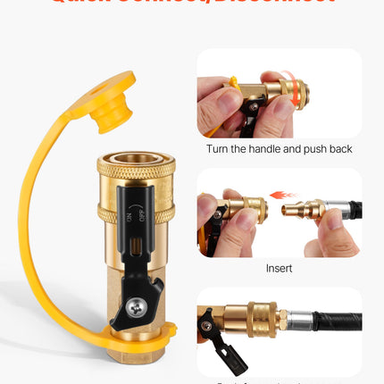RV Propane Quick Connect Fitting Adapter Valve, 7 Pieces, 1/4-Inch Male NPT Full Flow Plug & 3/8-Inch Male Flare Quick Kit For Low Pressure Gas Appliances And RV Propane Quick Connections