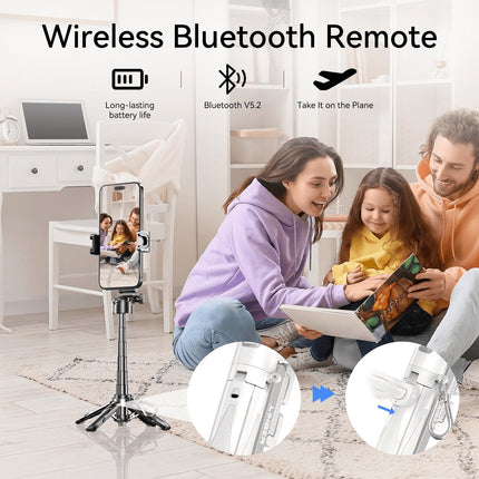Phone Selfie Tripod Small With Romote - 3 In 1 Cell Phone Tripod Stick 4 Sections Extenable Foldable Pocket Size 2 Cold Shoe Mount 360 Degree Rotation 33ft Remote Control For Phone Smartphone