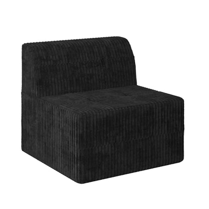 Single Seat Sofa Compressed Sectional Sofa Modern Minimalist Style Corduroy Couch, Sleeper Sofa For Living Room, Bedroom, Comfy Compressed Sofa Couch Space-Efficient Design-black