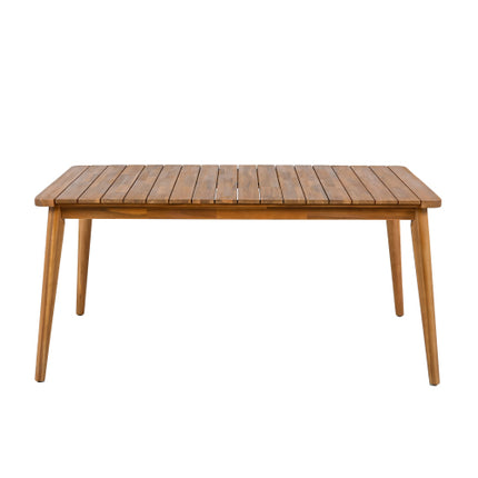 Acacia Wood Dining Table 6-Person Outdoor Table, Farmhouse Furniture For Patio, Garden, Backyard, Teak 180 LBS Weight Capacity 63L
