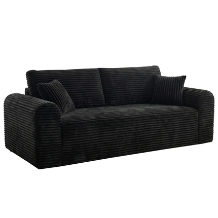 3 Seater Couch, Corduroy Boneless Couches For Living Room,26.4 Cloud Couch With Deep Seat,Comfy Floor Sofa With 2 Pillows,Upholstered Floor Sofa In A Box