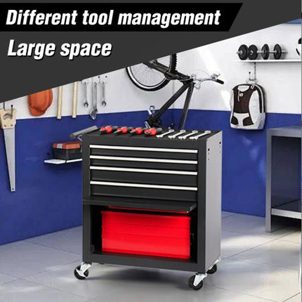 4-Drawer Rolling Tool Chest, Cabinet With 4 Wheels Tool Chest With Drawers, Suitable For Garages, Warehouses, Workshops, Repair Shops, Black