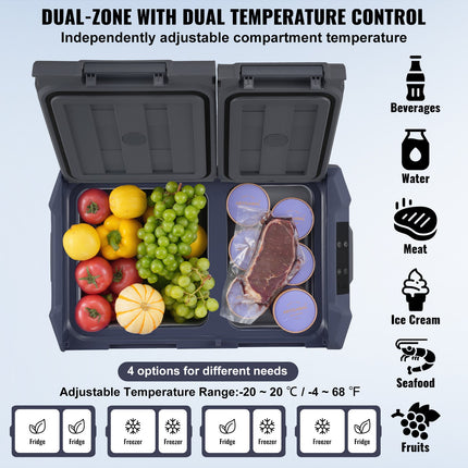 Portable Car Refrigerator Freezer Compressor 32 L Dual Zone For Car Home