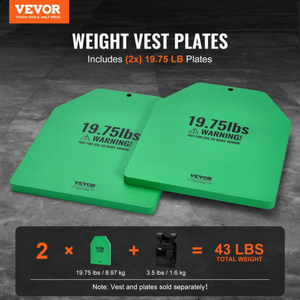 Weight Vest Plates, 19.75 LB Pairs, Premium Steel Weighted Plates, Contoured Ergonomic Fit – WODs, Additional Weight For Weight Vests, For Strength Training, Running, Fitness, Heavy Workouts