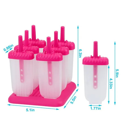6Pcs Popsicle Molds Reusable Ice Cream DIY Ice Maker Ice