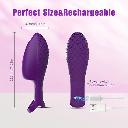 Fish Scale Finger Suit Silicone 10 Frequency Vibration Finger Shake Cup Couples  Massage Instead Of Finger Suit, Purple