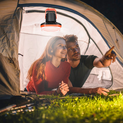 Portable Camping Lantern Fan Battery Powered Hanging Fan USB Rechargeable Tent Fan With 4 Light Modes 3 Wind Modes Emergency Power Bank Remote Control Hanging Hook