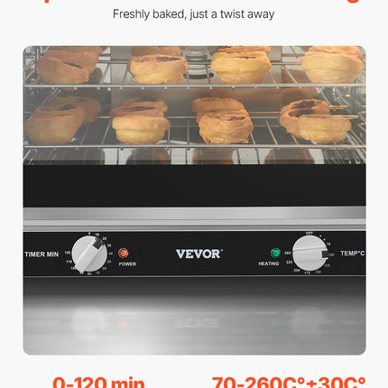 66L Commercial Countertop Oven 2800W Electric Toaster Oven Stainless Steel