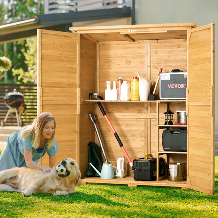 Outdoor Wooden Storage Shed Waterproof Garden Tool Metal Shed 55x67.5 Inch
