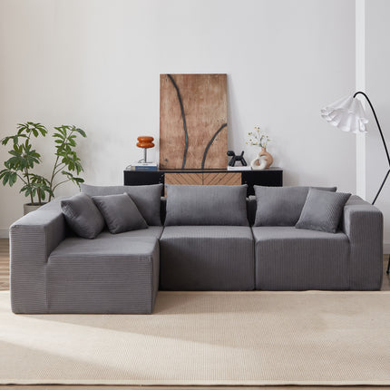 104-Inch Corduroy  Modular L Shaped Sectional Sofa,Luxury Floor Couch Set,Upholstered Indoor Furniture,Foam-Filled Compressed Sofa For Living Room,Bedroom,4 PC Free Combination