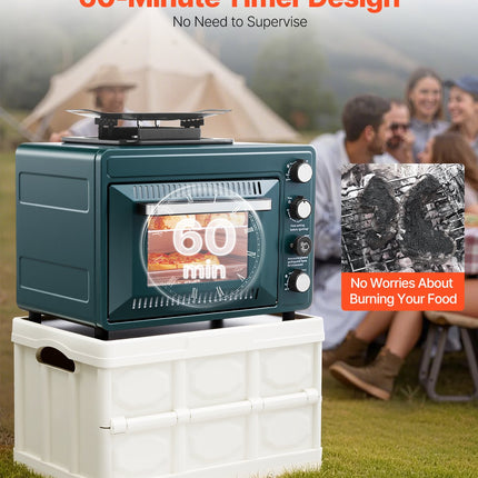 Outdoor Oven 2-in-1 Portable Gas Camping Stove Oven Combo Adjustable Fire