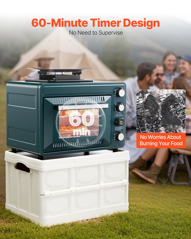 Outdoor Oven 2-in-1 Portable Gas Camping Stove Oven Combo Adjustable Fire