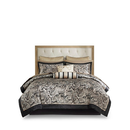 12 Piece Comforter Set With Cotton Bed Sheets Black King