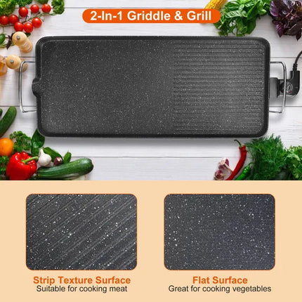 Electric Barbecue Grill Hot Plate Cooking BBQ Griddle Non-Stick Table Top Grill Griddle For Indoor Outdoor Camping Picnic