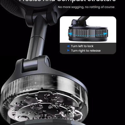 Newly Upgraded Retractable Car Mobile Phone Holder 360 Magnetic Vacuum Suction Cup One-click Safety Lock Ultra-compact Design