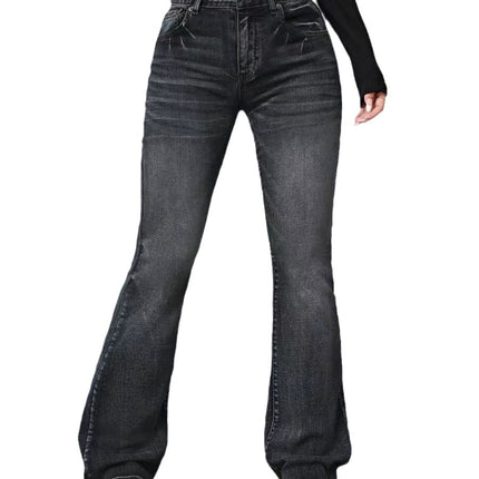 Denim High Waist Loose And Slimming Bootcut Trousers