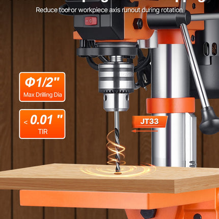 10'' 5-Speed Benchtop Drill Press Cast Iron Drill Press 3.2A 610-2800RPM