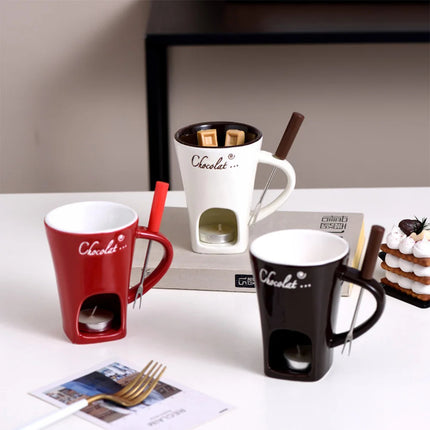 Fondue Mug Set Chocolate Cheese Ice Cream Fondue Maker Kit Individual Butter Melter Cup Small Warmer Kitchen Gadgets