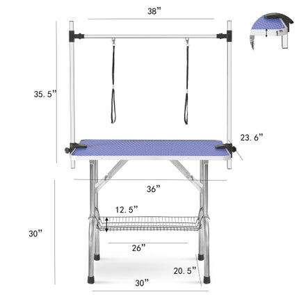 36 Inch Folding Dog Pet Grooming Table Heavy Duty Stainless Steel Pet Dog Cat Grooming Table