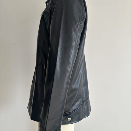 Men's Stand-up Collar Leather Jacket Business Casual Jacket