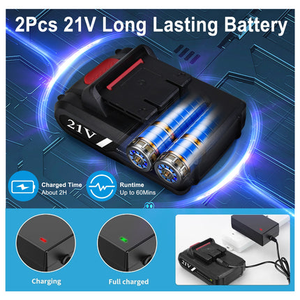 1Pack Cordless Drill Set With 2Pcs 21V Batteries And Charger 2 Variable Speeds Keyless Chuck 265lnLbs 25 And 3 Torque Positions Included 24Pcs Drill Bits For Home Car Repair Handmade