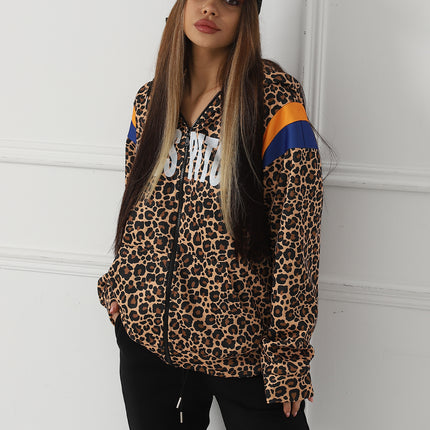 Women's Leopard Print Long Sleeved Sweatshirt
