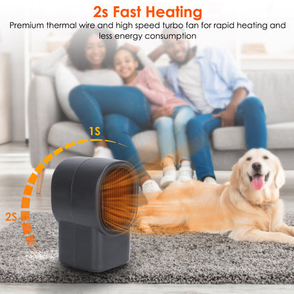 1Pc 400W Portable Electric Space Heater Mini Desktop Fan Heater Personal Small Space Heater For Home Office