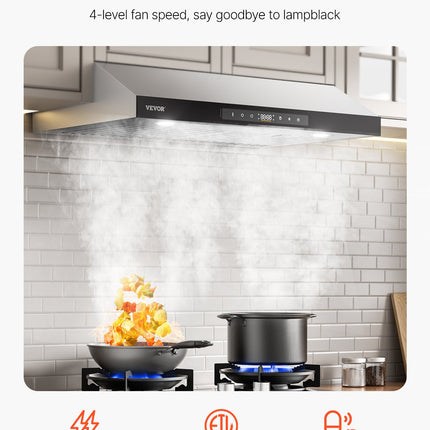 30' Under Cabinet Range Hood Vent Hood 900CFM Gesture & Touch Control
