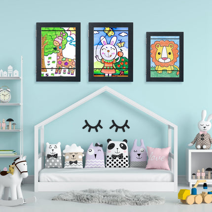 Kids Art Frame Front Opening Wooden Frame Artwork Display Storage Frame A4 Picture Frame Wall Display For Photo Art Projects Picture Children Drawing