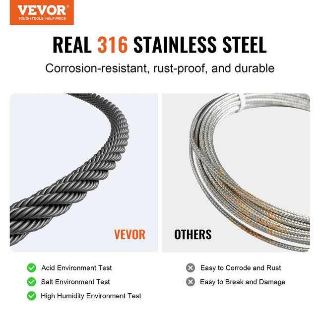 T316 Stainless Steel Cable 1/8" 7x7 Steel Wire Rope 500 Ft Cable Railing